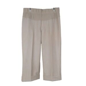 Duo Capri Pants Size Maternity Medium Beige‎ Rayon Blend Elastic Waist Straight